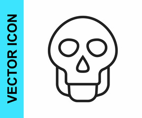 Black line Skull icon isolated on white background. Happy Halloween party. Vector