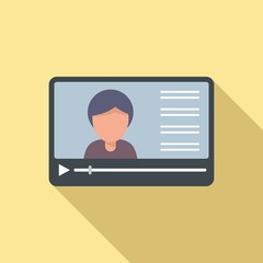 Video stream icon flat vector. Online live