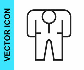 Black line Beekeeper costume icon isolated on white background. Special protective uniform. Vector