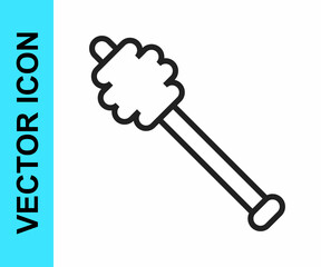 Black line Honey dipper stick icon isolated on white background. Honey ladle. Vector