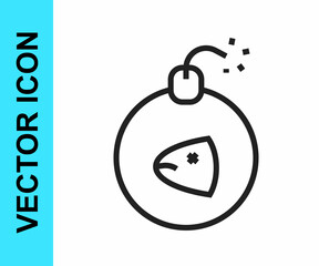 Black line Bomb ready to explode icon isolated on white background. Vector