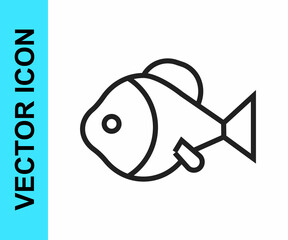 Black line Fish icon isolated on white background. Vector