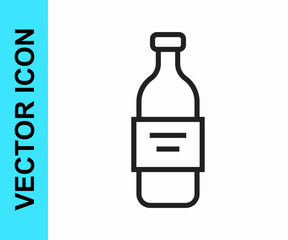 Black line Glass bottle of vodka icon isolated on white background. Vector