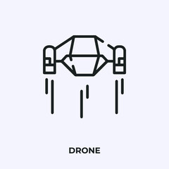 drone icon vector. Linear style sign for mobile concept and web design. drone symbol illustration. Pixel vector graphics - Vector.
