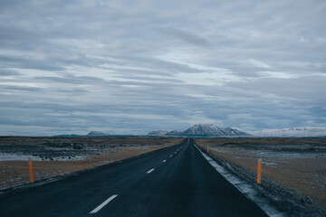 Route 1 and dramatic sky, Iceland