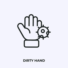 dirty hand icon vector. Linear style sign for mobile concept and web design. dirty hand symbol illustration. Pixel vector graphics - Vector.
