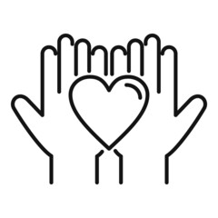 Trust keep heart icon outline vector. Love hand
