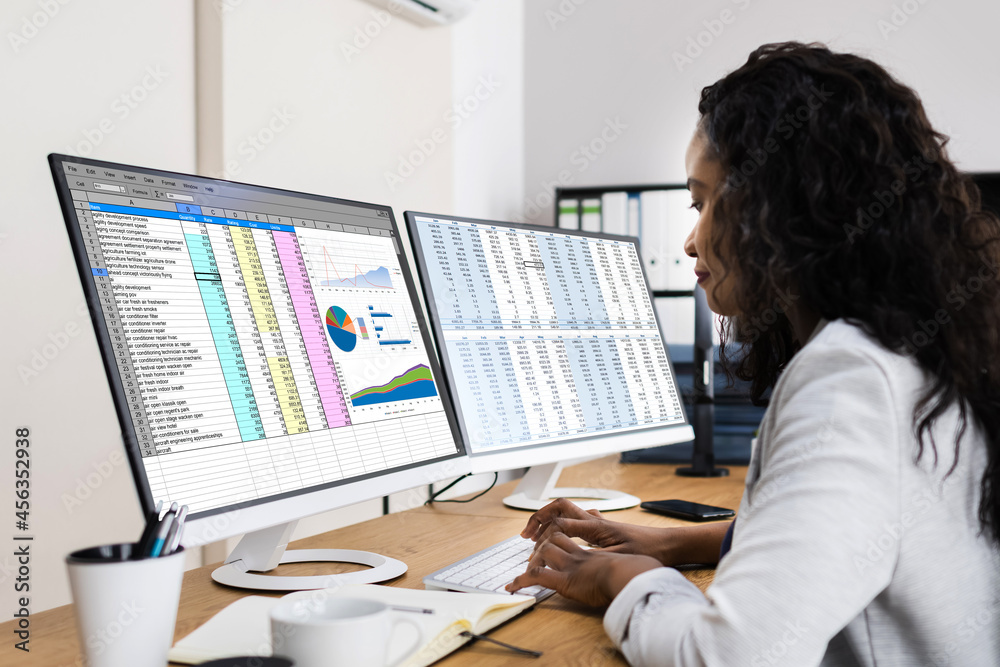 Poster Business Data Analyst Working With Spreadsheet