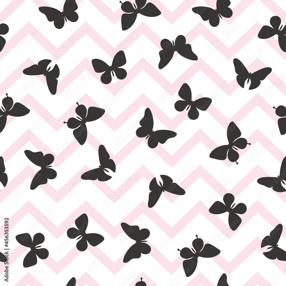 Poster Vector butterfly seamless repeat pattern wallpaper, background with butterflies