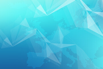 Geometric graphic background communication with dotted Europe Map. Big data complex with compounds. Perspective minimal array. Digital data visualization. Scientific cybernetic illustration.