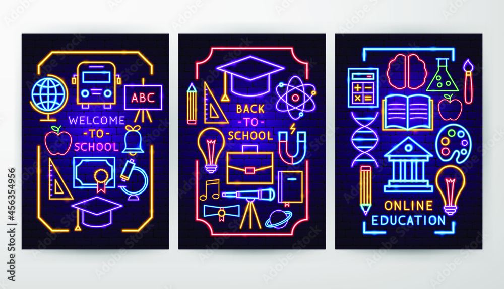 Wall mural Back to School Flyer Concepts. Vector Illustration of Education Promotion.