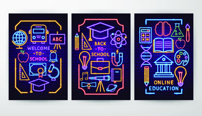 Back to School Flyer Concepts. Vector Illustration of Education Promotion.