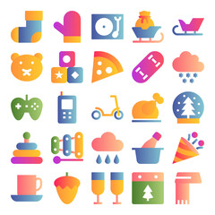 Gradient color icons for christmas and easter.