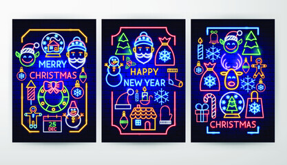 Merry Christmas Flyer Concepts. Vector Illustration of New Year Promotion.