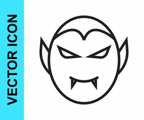 Black line Vampire icon isolated on white background. Happy Halloween party. Vector