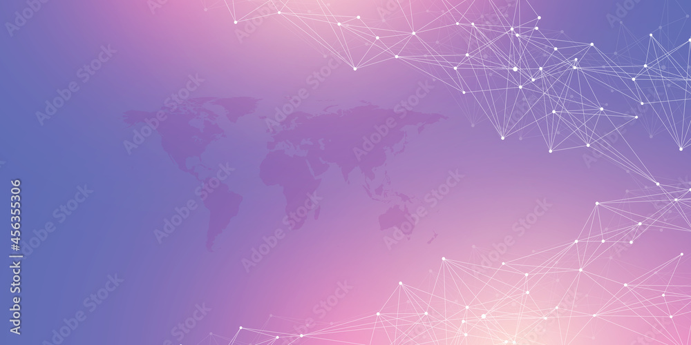 Aufkleber Technology abstract background with connected line and dots. Big data visualization. Artificial Intelligence and Machine Learning Concept Background. Analytical networks illustration