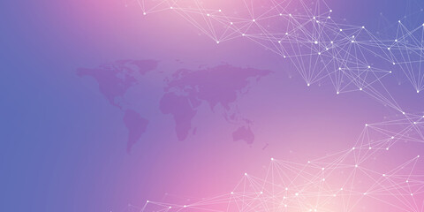 Technology abstract background with connected line and dots. Big data visualization. Artificial Intelligence and Machine Learning Concept Background. Analytical networks illustration