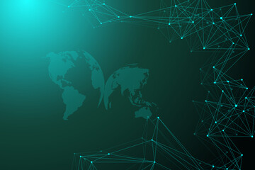 Geometric graphic background molecule and communication. Big data complex with compounds. Lines plexus, minimal array. Digital data visualization. Scientific cybernetic illustration.