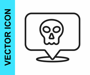 Black line Skull icon isolated on white background. Happy Halloween party. Vector