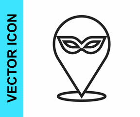 Black line Carnival mask icon isolated on white background. Masquerade party mask. Vector