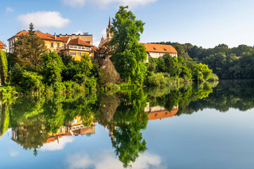 Novo Mesto ( Rudolfswerth, Newestat), Slovenia, Lower Carniola Region, near Croatia at Bend of River Krka. Old Iron Bridge View