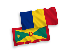 Flags of Romania and Grenada on a white background