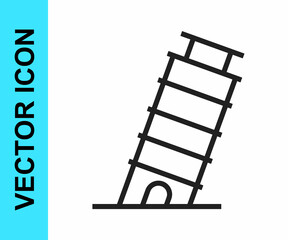 Black line Leaning tower in Pisa icon isolated on white background. Italy symbol. Vector