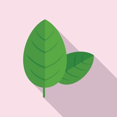 Basil spice leaf icon flat vector. Herb plant