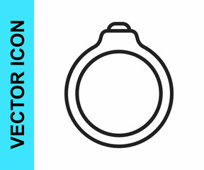 Black line Diamond engagement ring icon isolated on white background. Vector