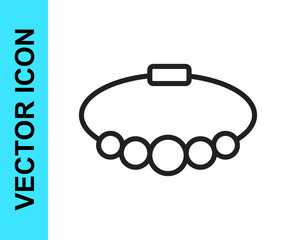 Black line Bracelet jewelry icon isolated on white background. Bangle sign. Vector