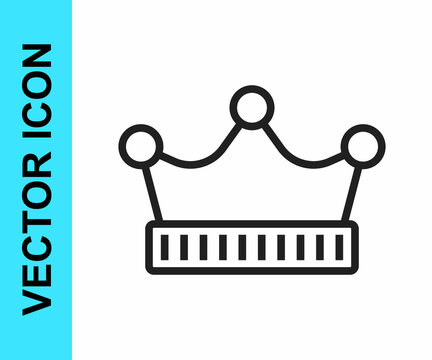 Black line King crown icon isolated on white background. Vector