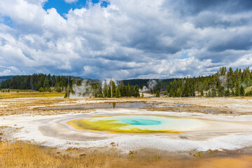 Bottomless Pit hot spring in Yellowstone National Park, WY.