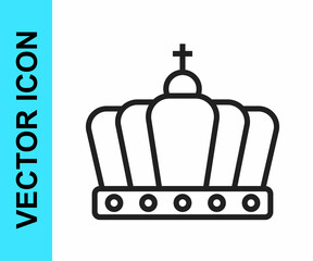 Black line King crown icon isolated on white background. Vector