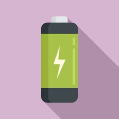 Fototapeta premium Full cell battery icon flat vector. Phone energy