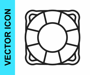 Black line Lifebuoy icon isolated on white background. Lifebelt symbol. Vector