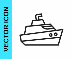 Black line Speedboat icon isolated on white background. Vector