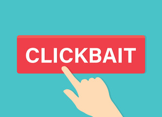 hand touching clickbait button - vector illustration