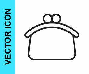 Black line Wallet icon isolated on white background. Purse icon. Cash savings symbol. Vector