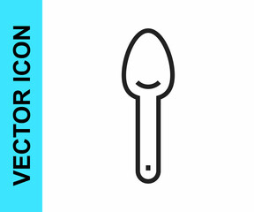Black line Spoon icon isolated on white background. Cooking utensil. Cutlery sign. Vector