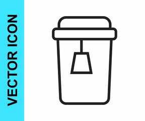 Black line Cup of tea icon isolated on white background. Vector