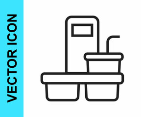 Black line Coffee cup to go icon isolated on white background. Vector