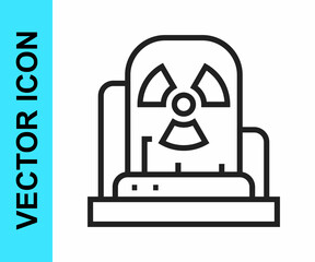 Black line Radioactive warning lamp icon isolated on white background. Vector