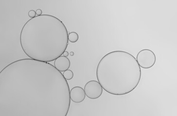Grey oil bubbles pattern  background.