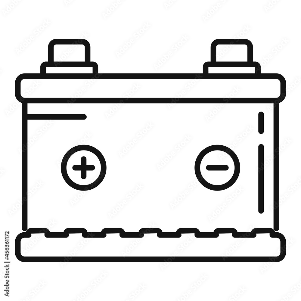 Sticker New car battery icon outline vector. Full energy