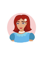 face cute mysterious red-haired girl