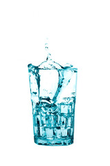 A Glass of water with ice isolated on white background.