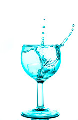 Drink  splash in wine glass isolated on white background.