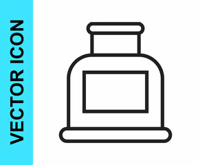 Black line Inkwell icon isolated on white background. Vector