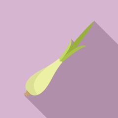 Leek chive icon flat vector. Fresh garlic - obrazy, fototapety, plakaty