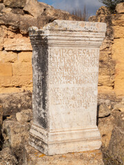 Fototapeta na wymiar Stone engraving in Cyrene Basilica